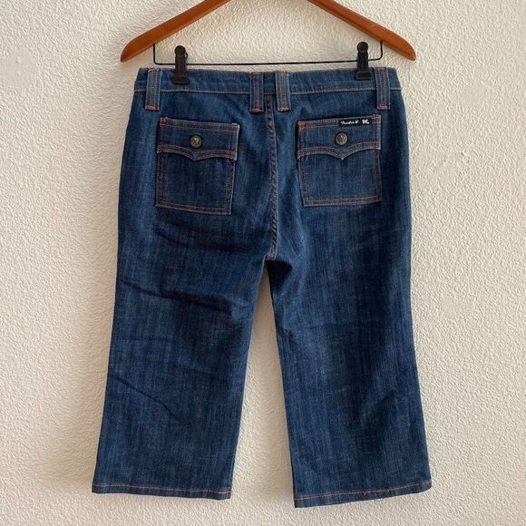 Vintage Y2K Frankie B Flap Pocket Mid-Rise Capri Cropped Jeans Size 8 Dark Wash - Picture 1 of 3